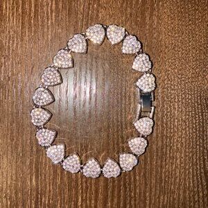 Heart Link Crystal Bracelet - silver
